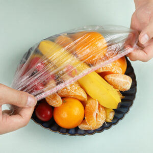 Disposable Elastic Food Storage Covers - Stretchable Plastic Wrap Bowl Covers for Fruit & Leftovers