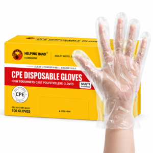 BANGSHOUSHI High Toughness Disposable CPE Gloves (Durable Clear Embossed Plastic Gloves)