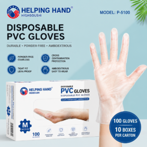 Disposable PVC Gloves - Powder-Free & Odorless Clear Vinyl Examination Gloves (100 Pcs/Box, 10 Boxes/CTN)